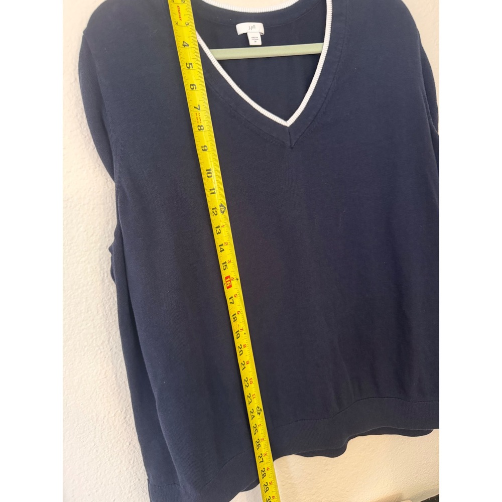 J. Jill Navy Blue V-Neck Cotton Rayon Puffed Sleeve Sweater 3X Plus Size - Picture 9 of 11